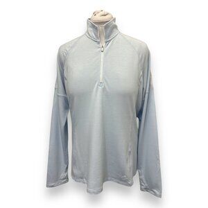 Adidas Women’s 1/4 Zip Long Sleeve Knit Pullover Golf Top, Light Blue, size XL